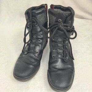 Ugg Womens Kesey Sherpa Lined Waterproof Combat Boots Black Sz 6